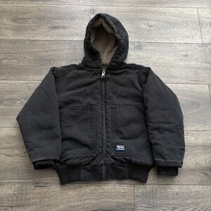 Walls Jacket Unisex Kids 6 Black Hooded Sherpa Lined Bomber Workwear Winter